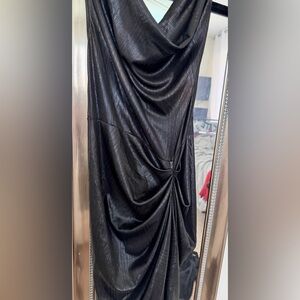 PrettyLittleThing Black Metallic Asymmetrical Skirt